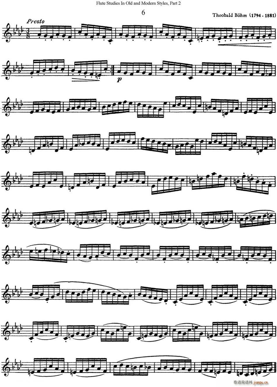 斯勒新老风格长笛练习重奏曲（第二部分）（NO 6） 长笛