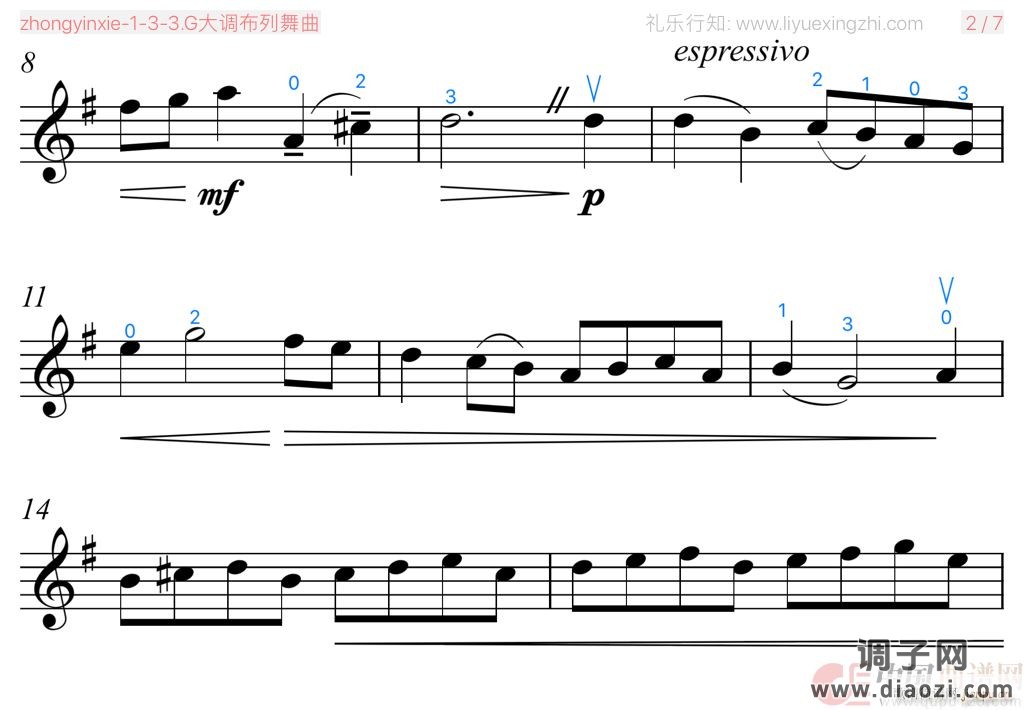 G大调布列舞曲 [大字排版]（小提琴）