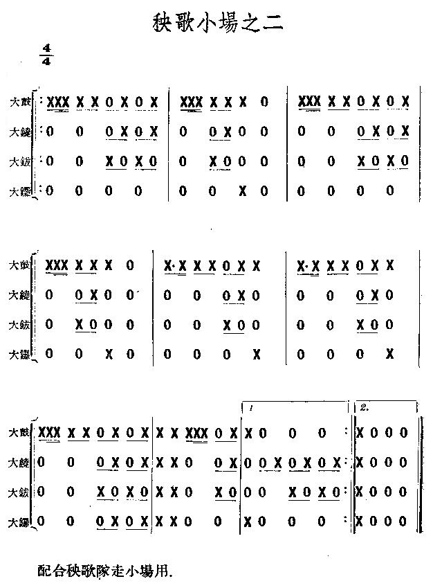 秧歌小场之二(鼓谱)