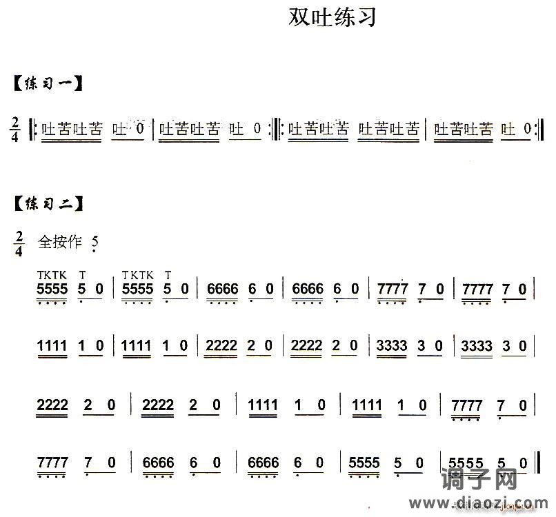 葫芦丝技巧练习之十 多吐音练习