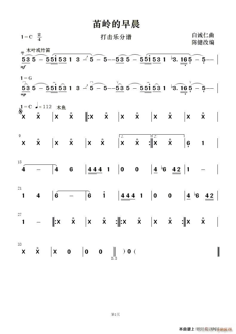 苗岭的早晨(打击乐 )