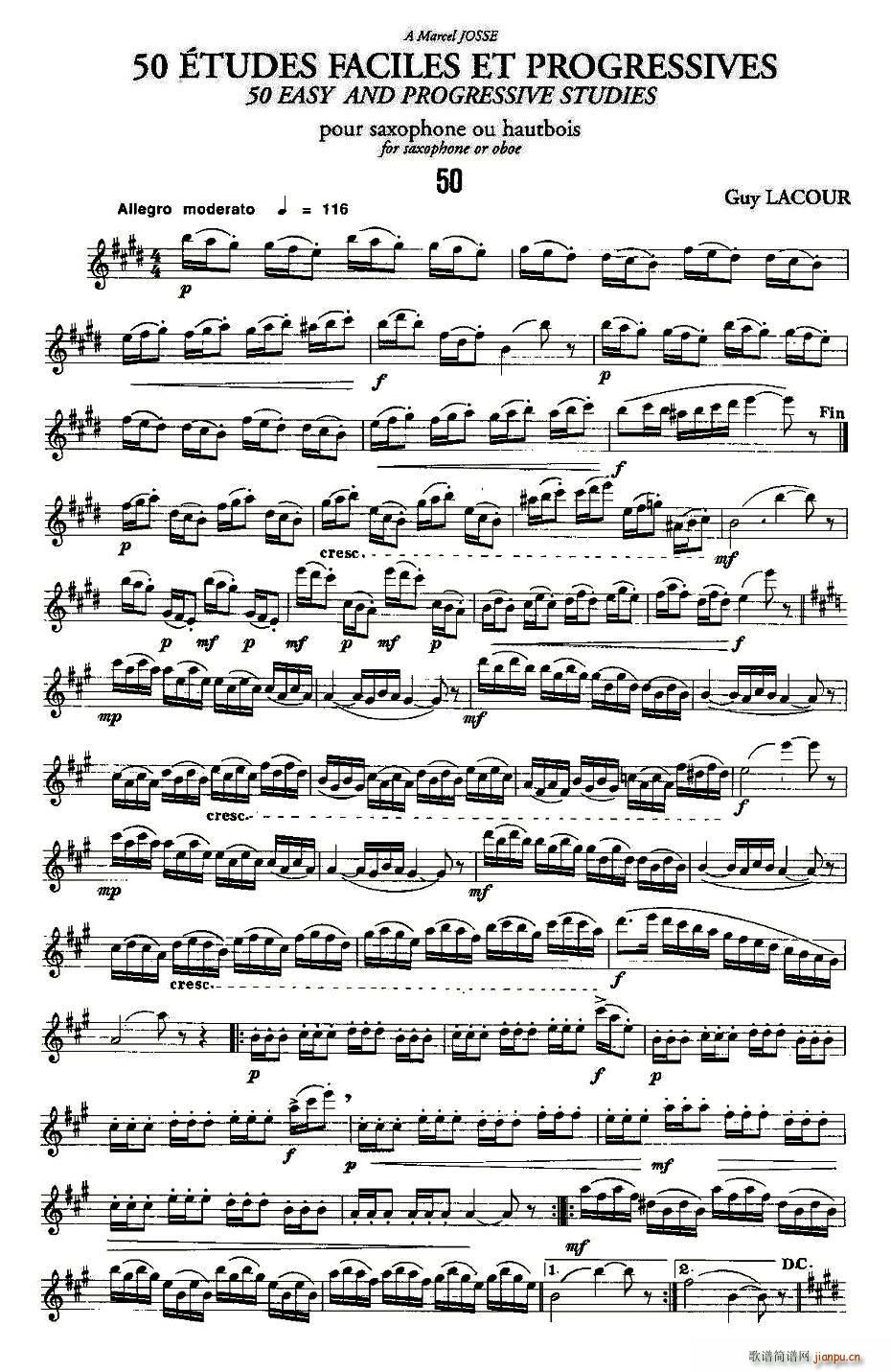 Guy Lacour 50 首萨克斯练习曲之50