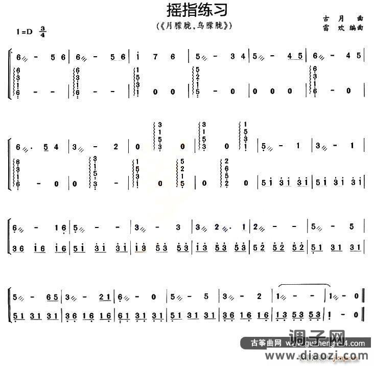 古筝摇指练习-月朦胧 鸟朦胧