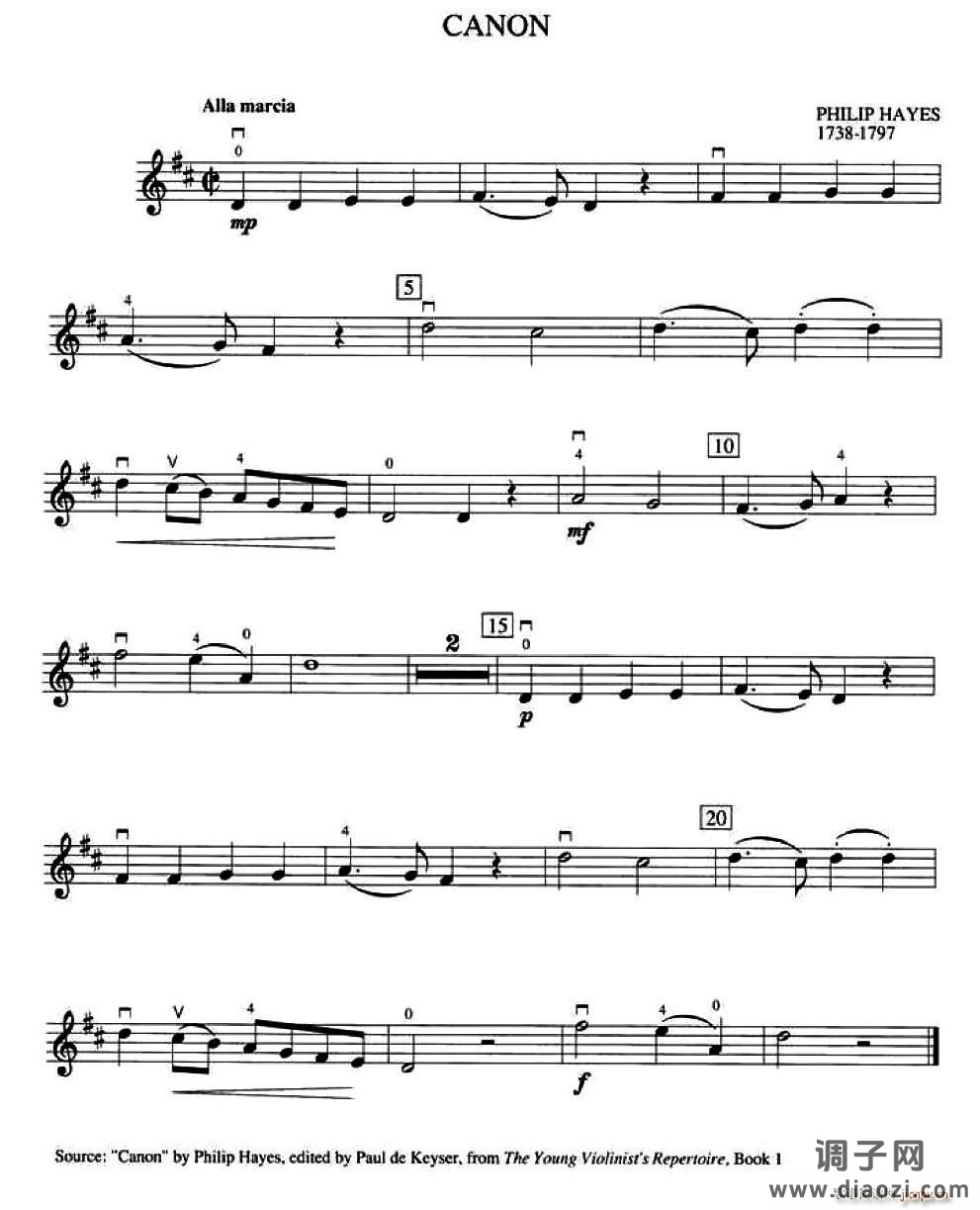 Philip Hayes Canon（加拿大小提琴考级 预备级）