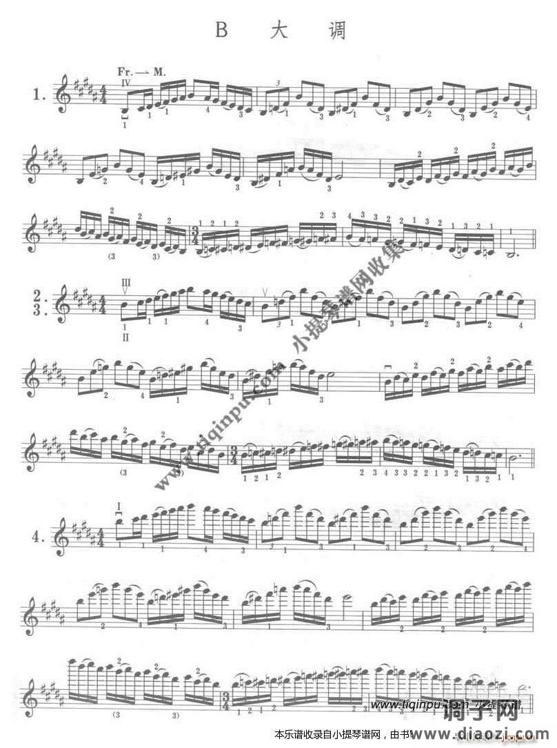 卡尔弗莱什《小提琴音阶体系》B大调