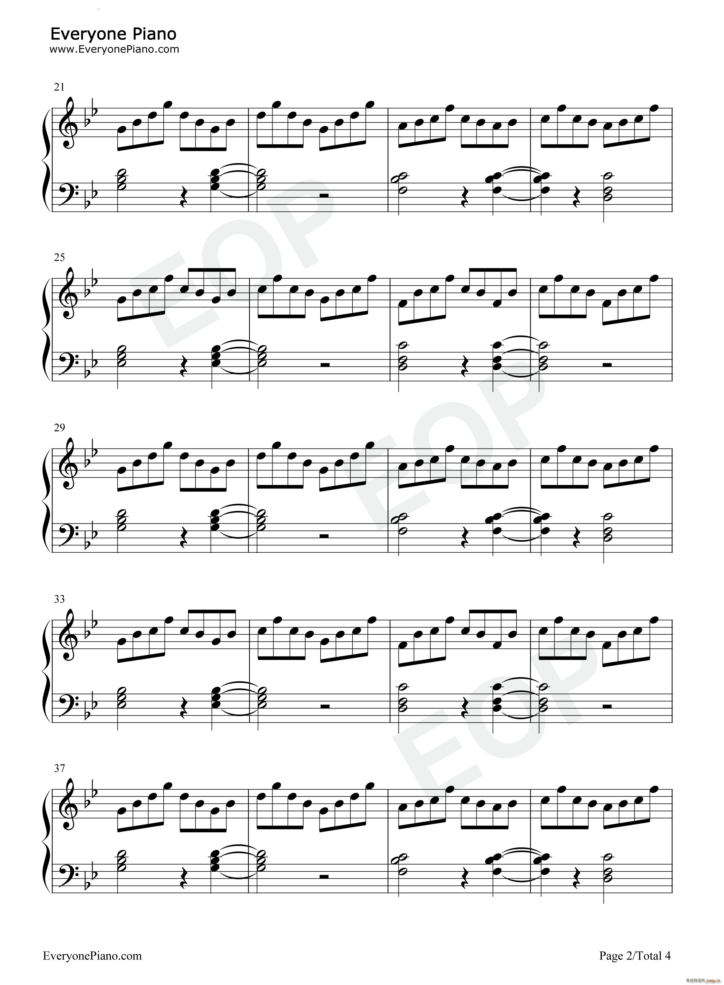 O-Fly On简单伴奏谱