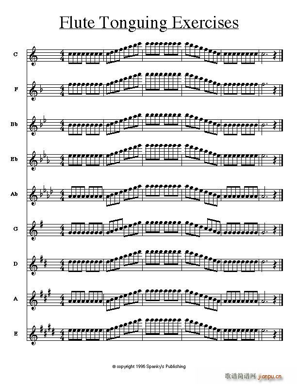 长笛舌头运用练习笛箫谱