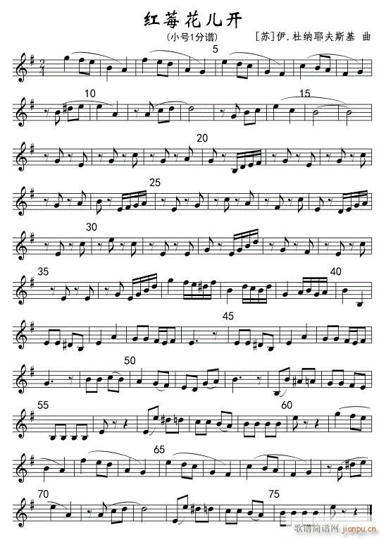 红莓花儿开(小号1分谱)