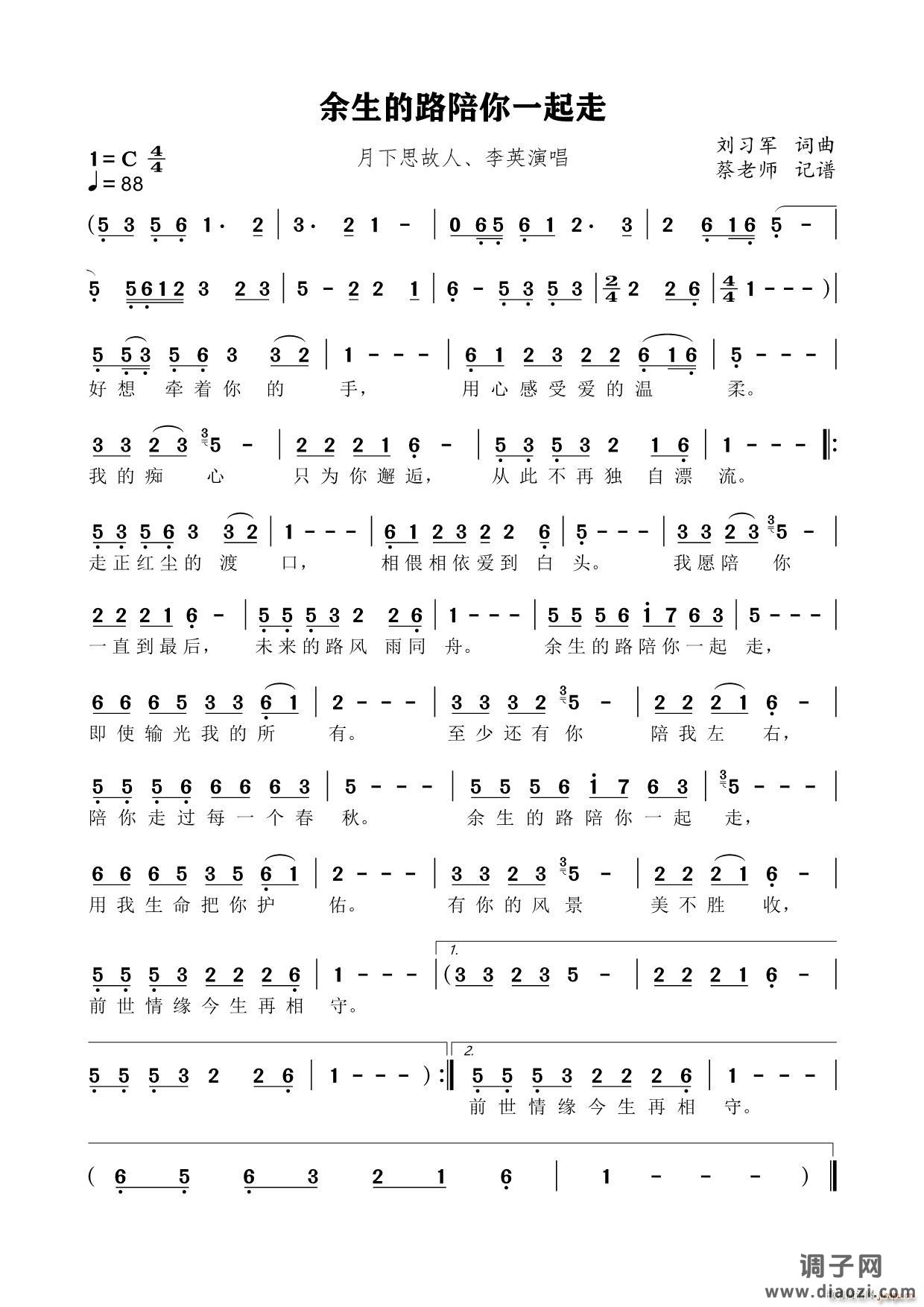 余生的路陪你一起走通俗歌曲