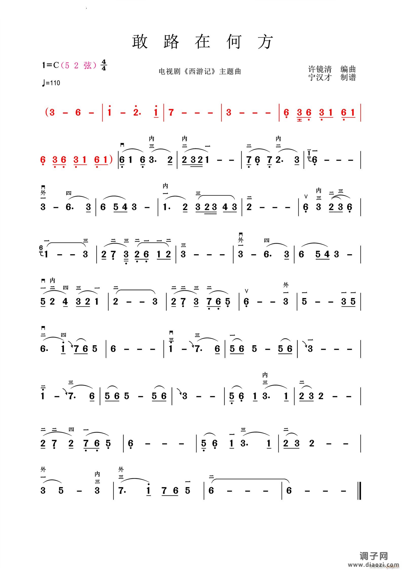 敢路在何方电视剧《西游记》主题曲