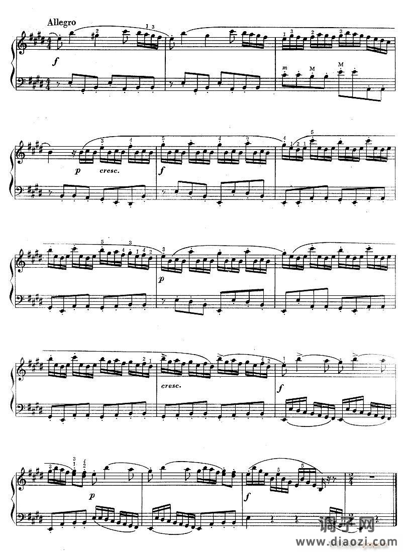 E大调奏鸣曲-手风琴