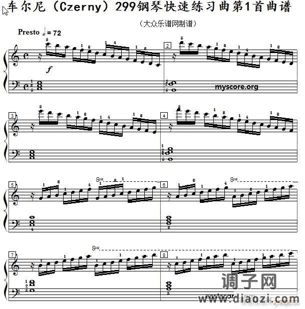 车尔尼《 钢琴快速练习曲》（Czerny 299）第1首 及练习提示