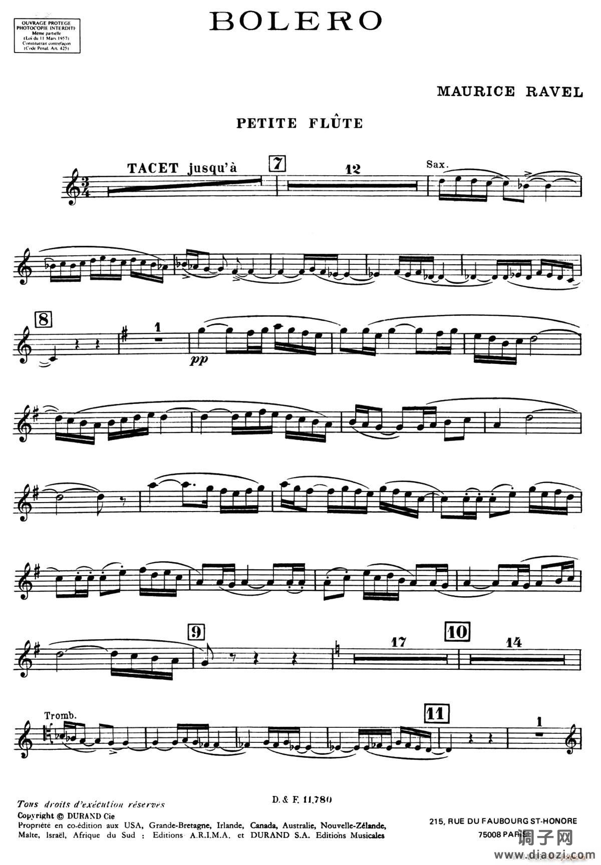 BOLERO（波莱罗）（交响乐短笛分谱）