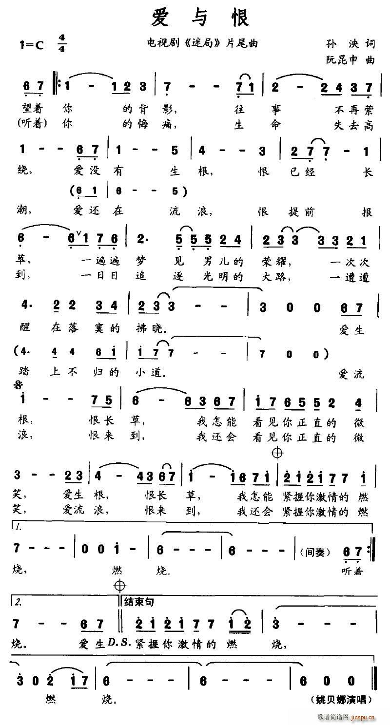 爱与恨（电视剧《迷局》片尾曲）