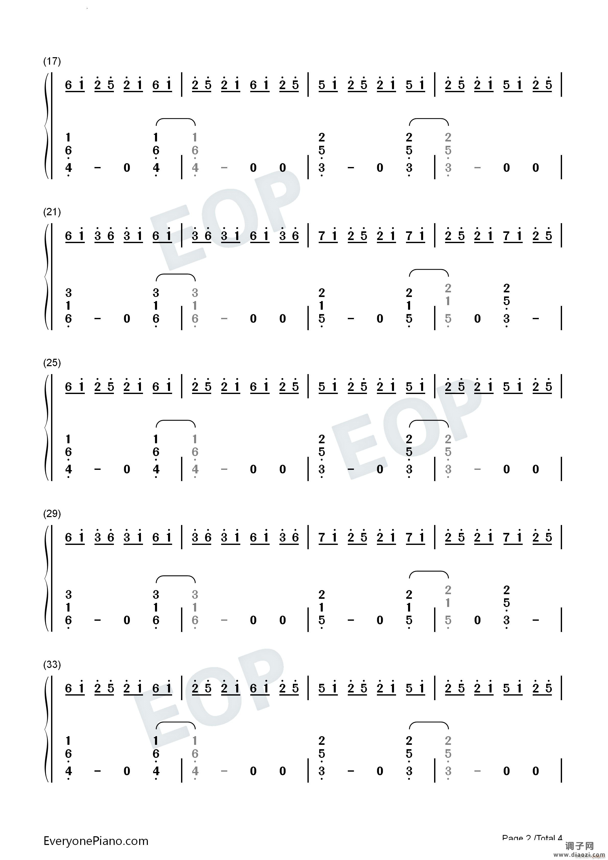 O-Fly On简单伴奏谱