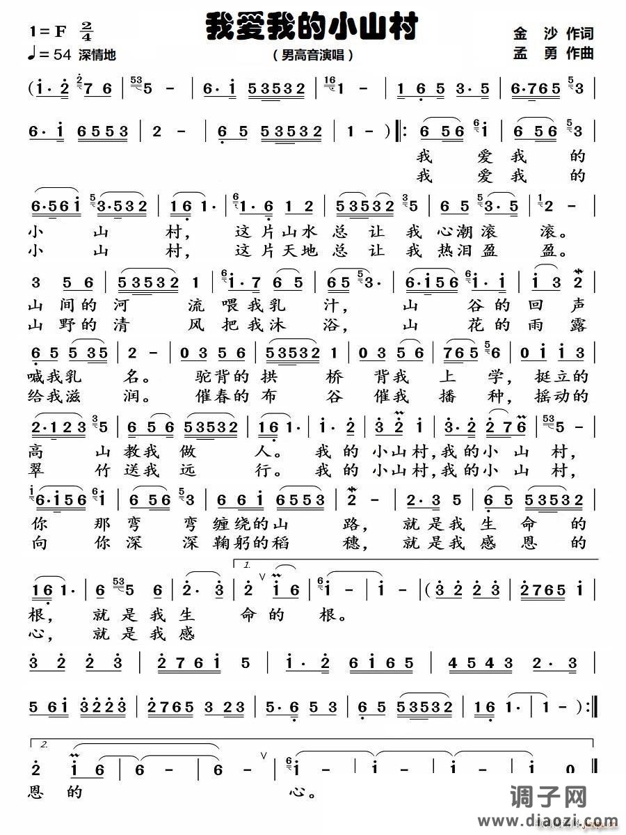 我爱我的小山村（男高音演唱）