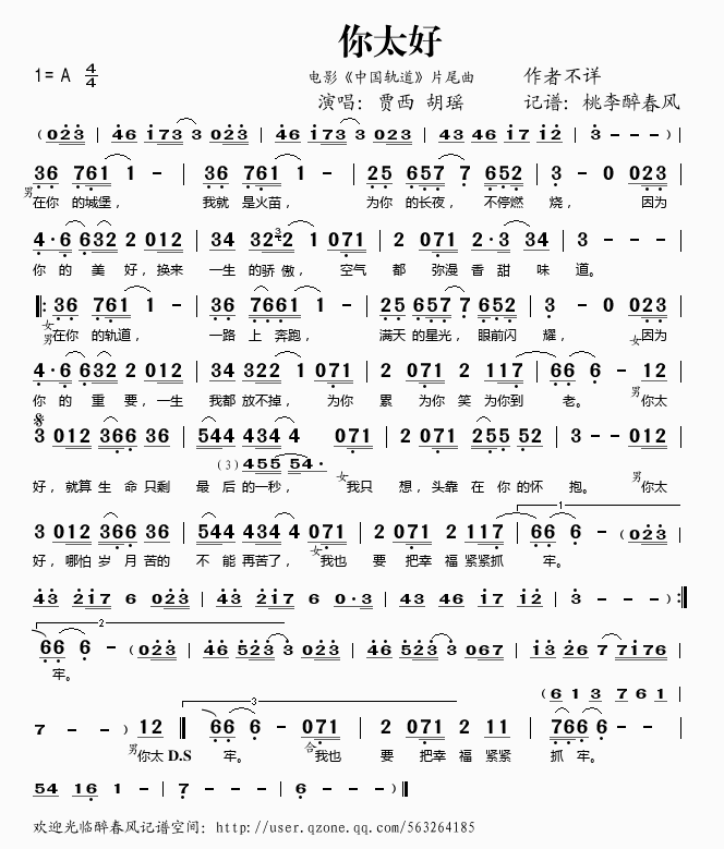 你太好（电影《中国轨道》片尾曲）