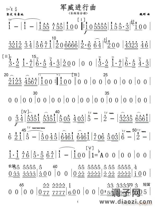 军威进行曲(长短笛分谱) 01
