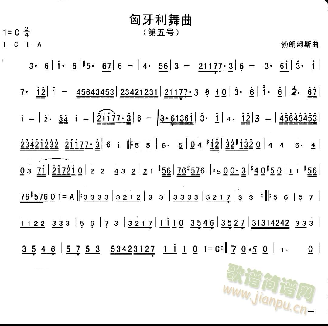 匈牙利舞曲（第五号）