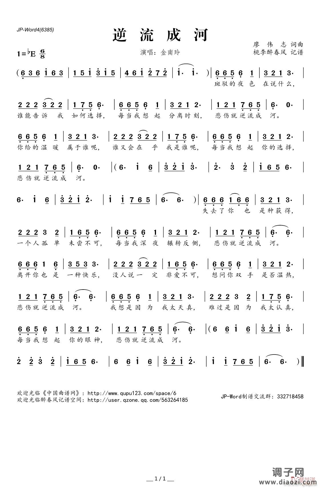 逆流成河G调电子琴伴奏