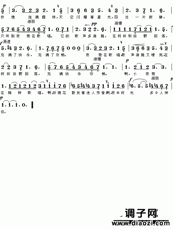 (波兰)肖邦：夜曲（填词歌 简谱）