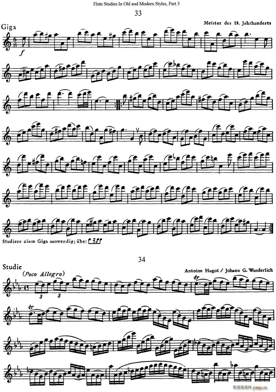 斯勒新老风格长笛练习重奏曲（第三部分）（NO 33-NO 35） 长笛