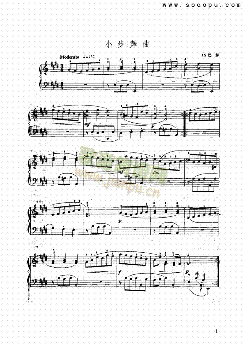 E大调小步舞曲 键盘类 手风琴