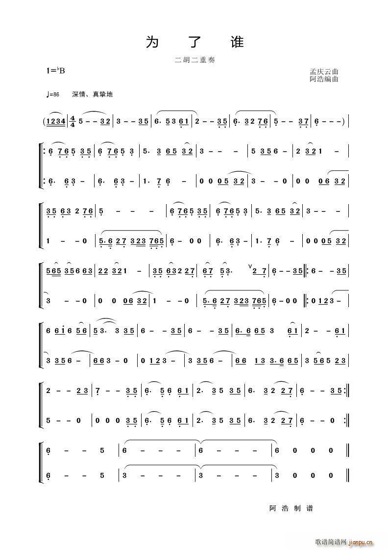 为了谁（二胡二重奏）