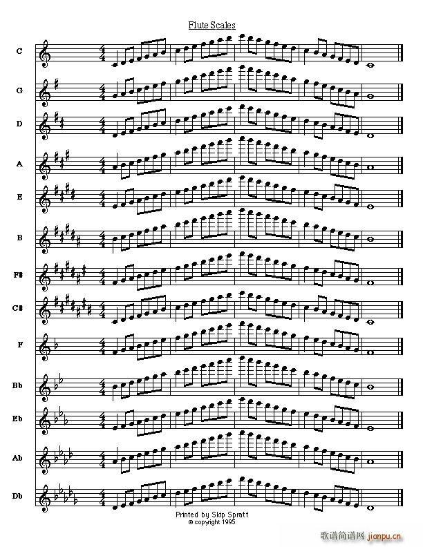 长笛大调音阶简单练习