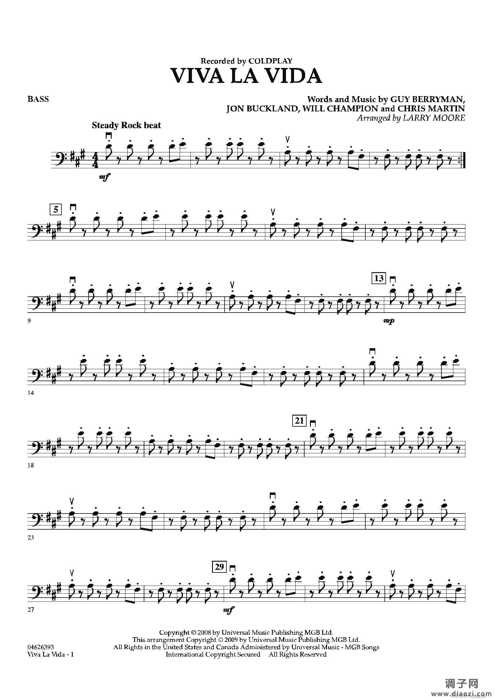 VIVA LA VIDA（贝司分谱）