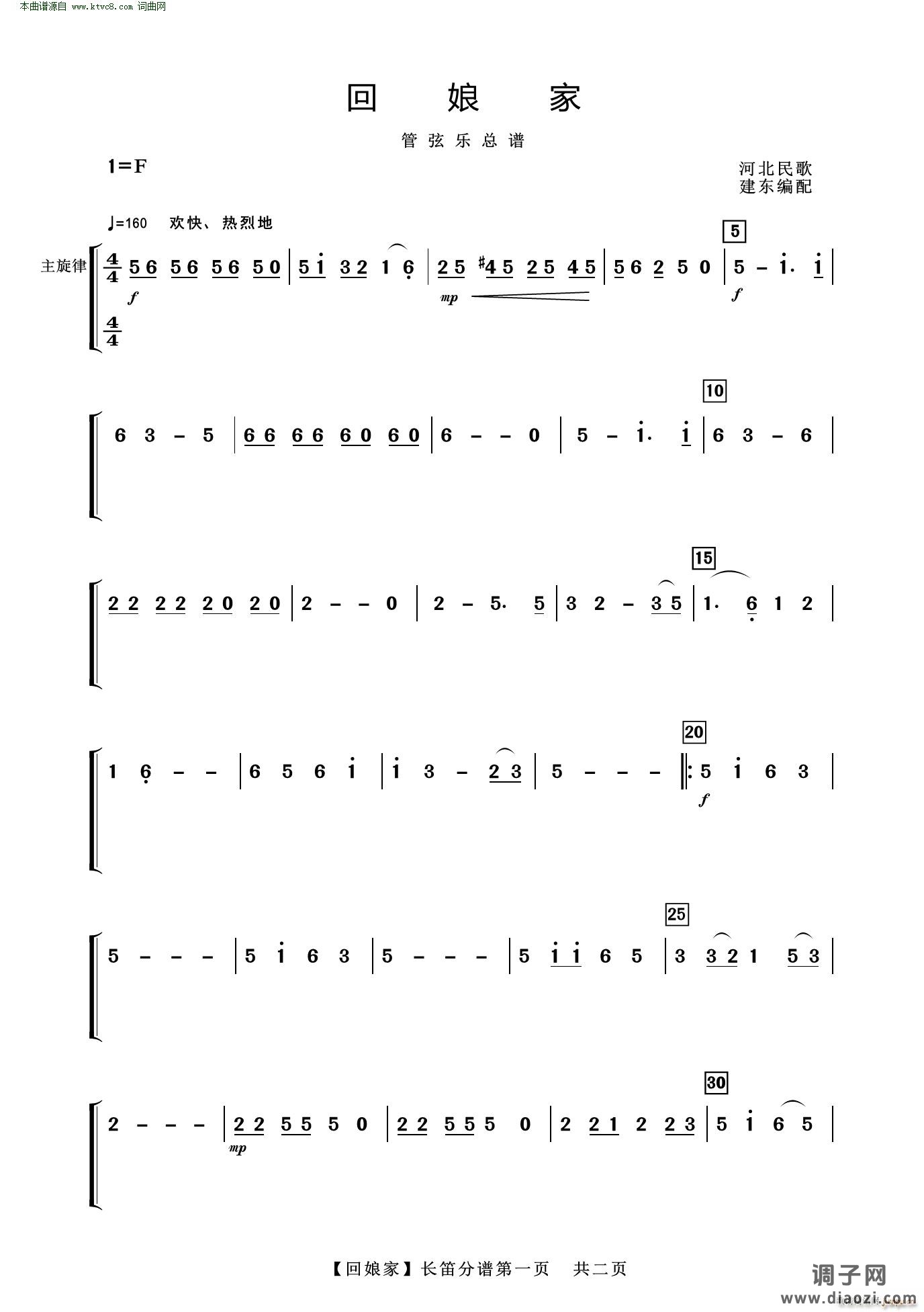 回娘家(管弦乐总谱 长笛分谱)