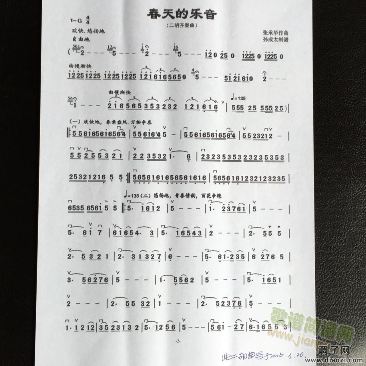 春天的乐音 二胡齐奏曲