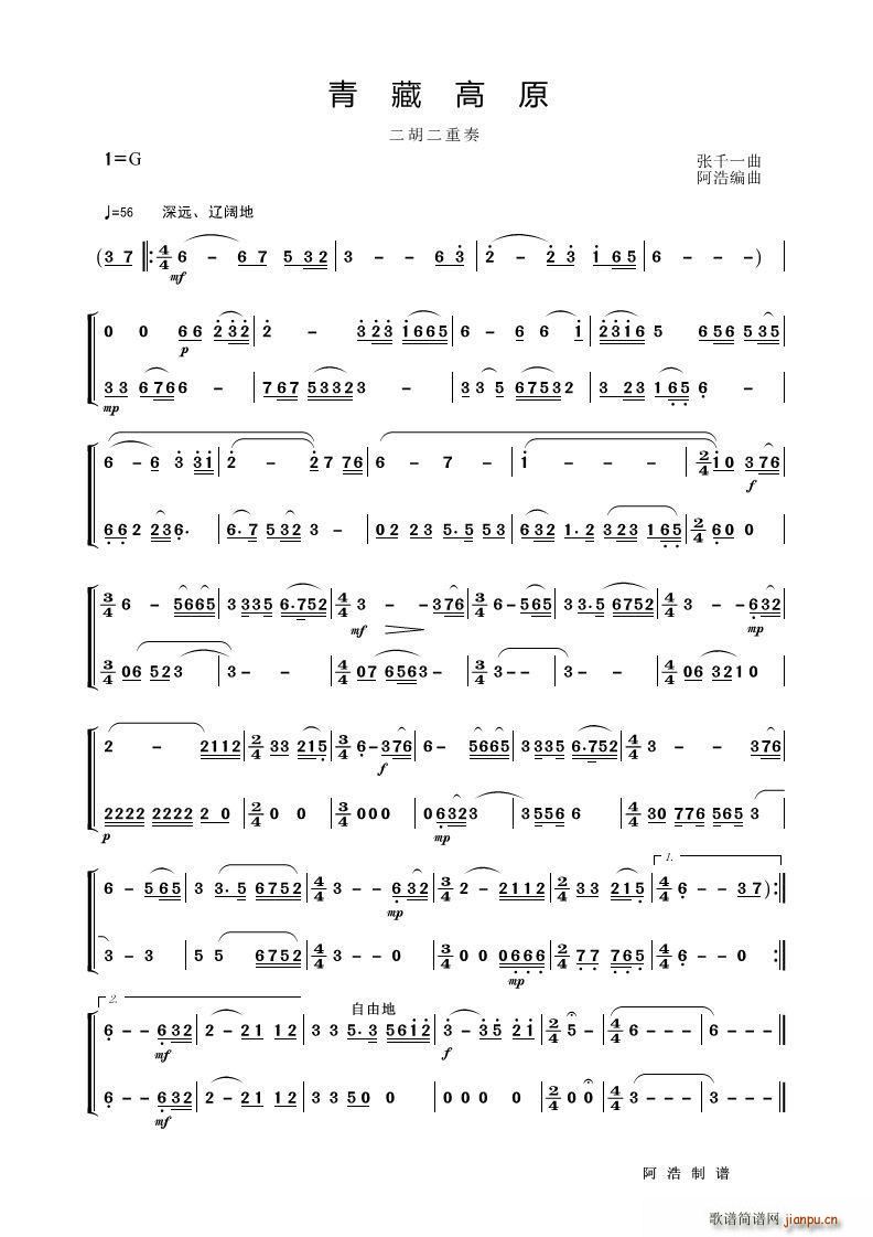 青藏高原（二胡二重奏）