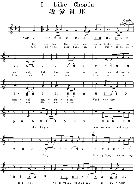 I Like Chopin 我爱肖邦（意、英文歌）