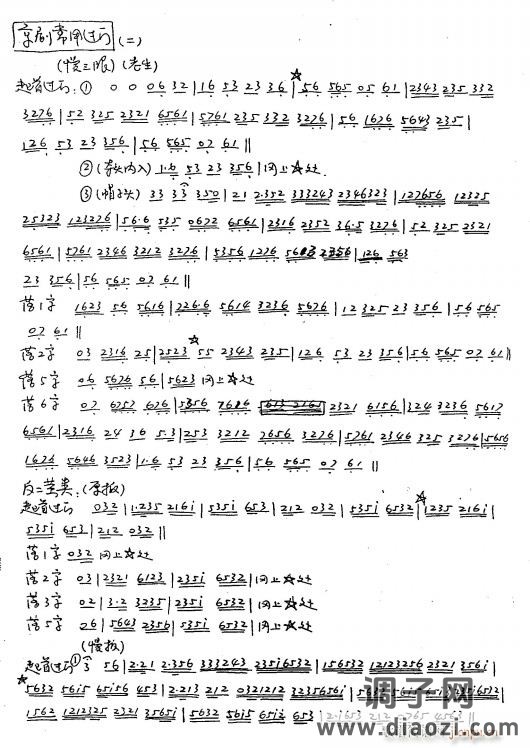 京剧常用过门 3老生慢三眼 反二黄类（手抄本）