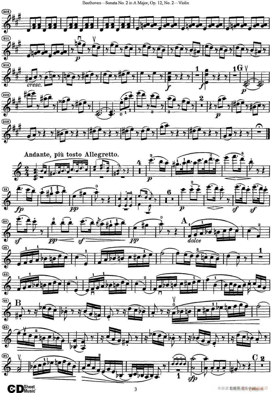 Violin Sonata No 2 in A Major Op 12 No 2