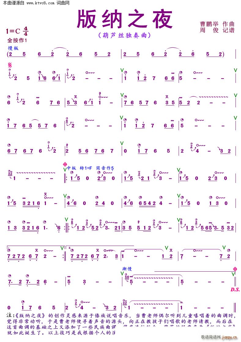 版纳之夜(葫芦丝独奏曲)