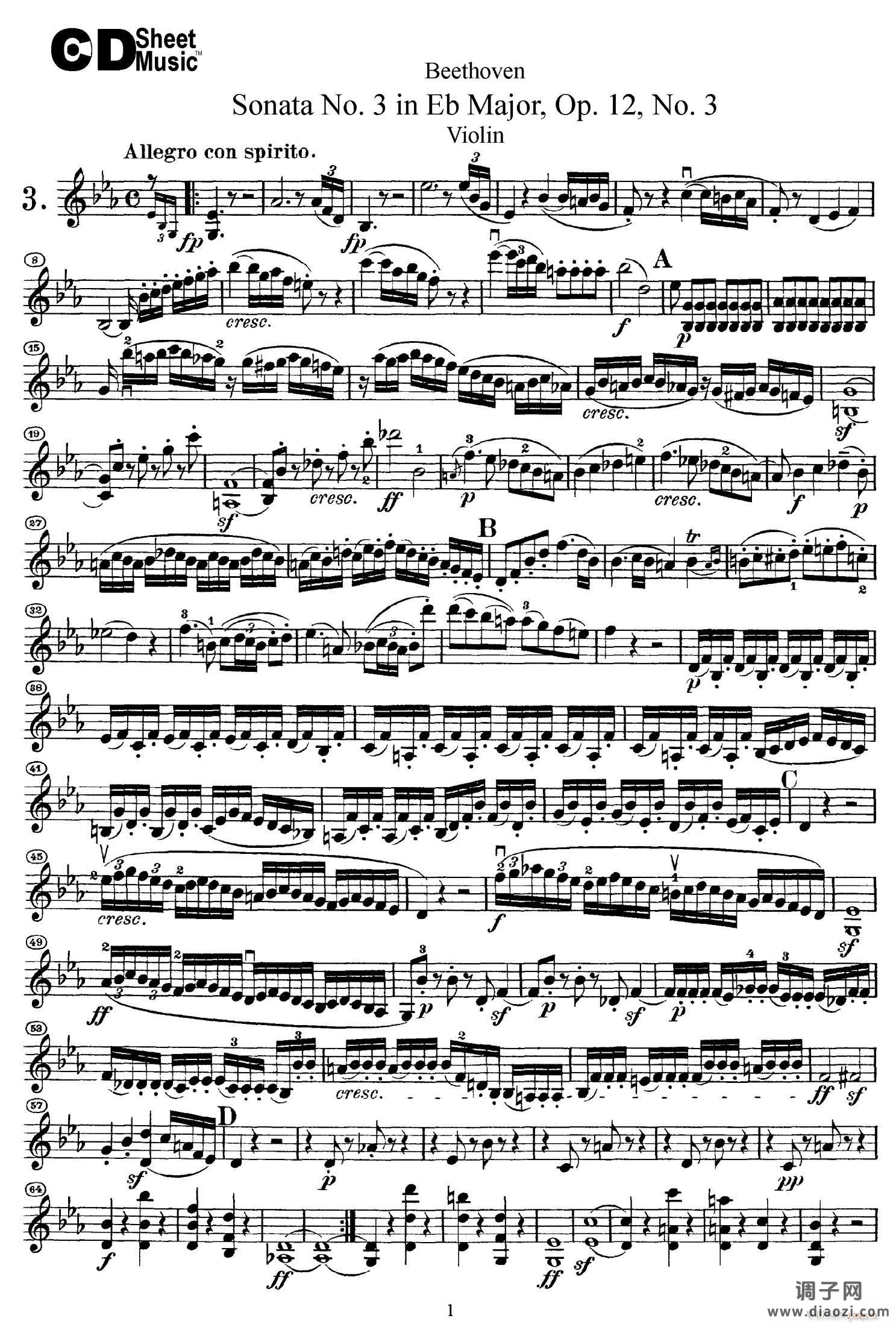 A大调第二小提琴奏鸣曲（Sonata No 2 in A Major Op 12 No 2）