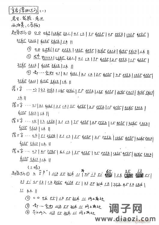 京剧常用过门 1老生花脸老旦 西皮类（手抄本）