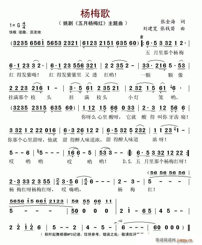 杨梅歌（姚剧《五月杨梅红》主题曲 ）