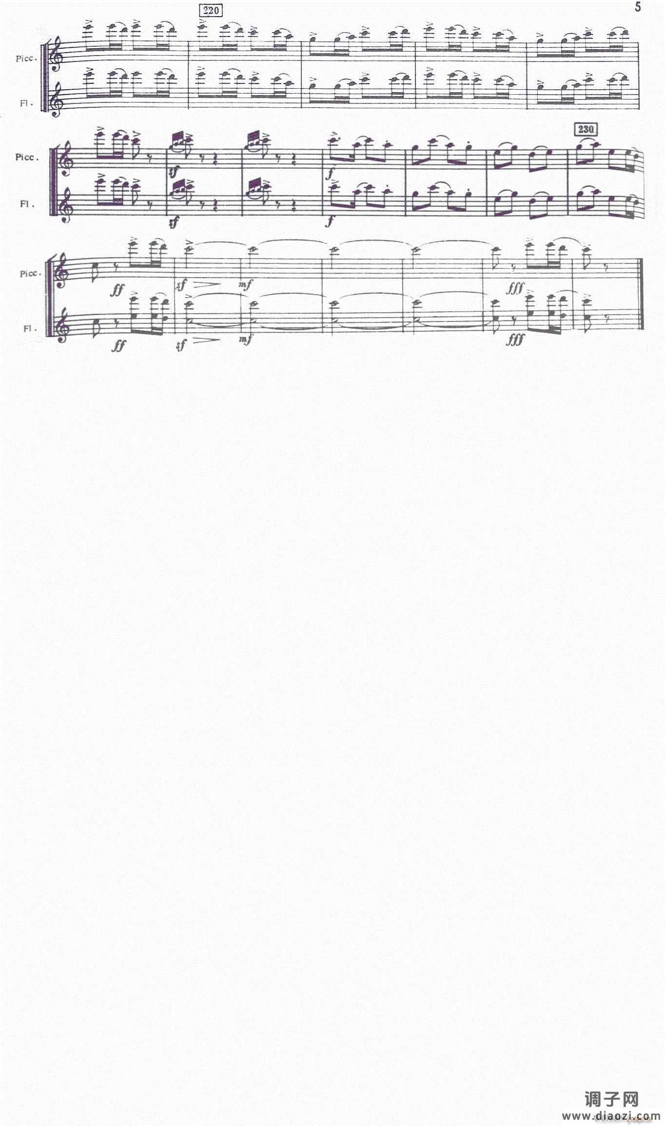 春节序曲(交响乐长短笛分谱)笛箫谱