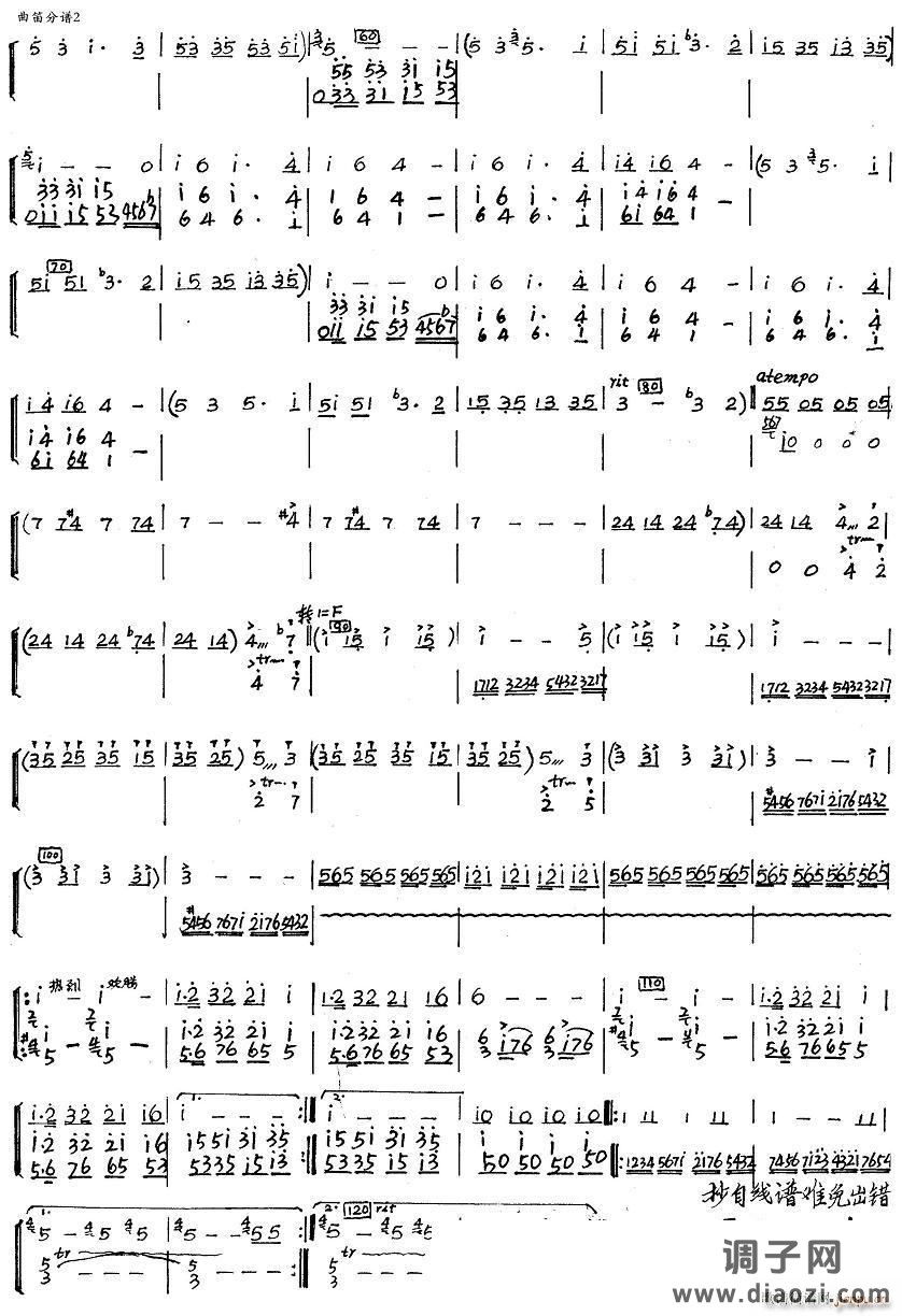 北京喜讯到边寨（新笛分谱）2