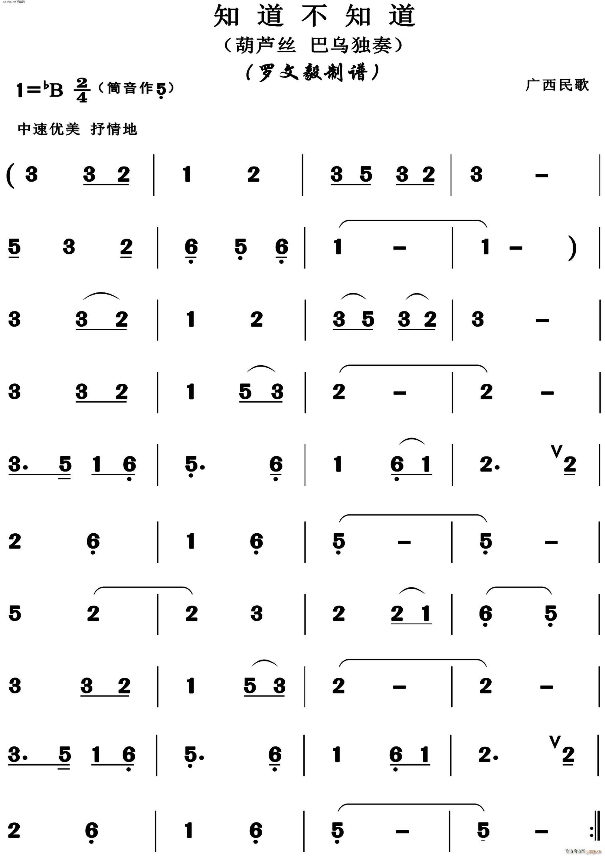 知道不知道(葫芦丝)