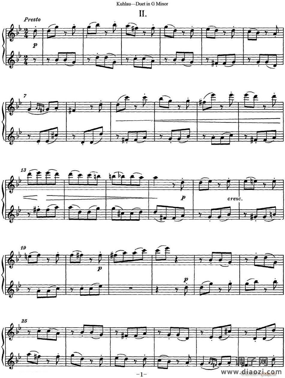 库劳g小调长笛二重奏练习曲（No 2） 长笛