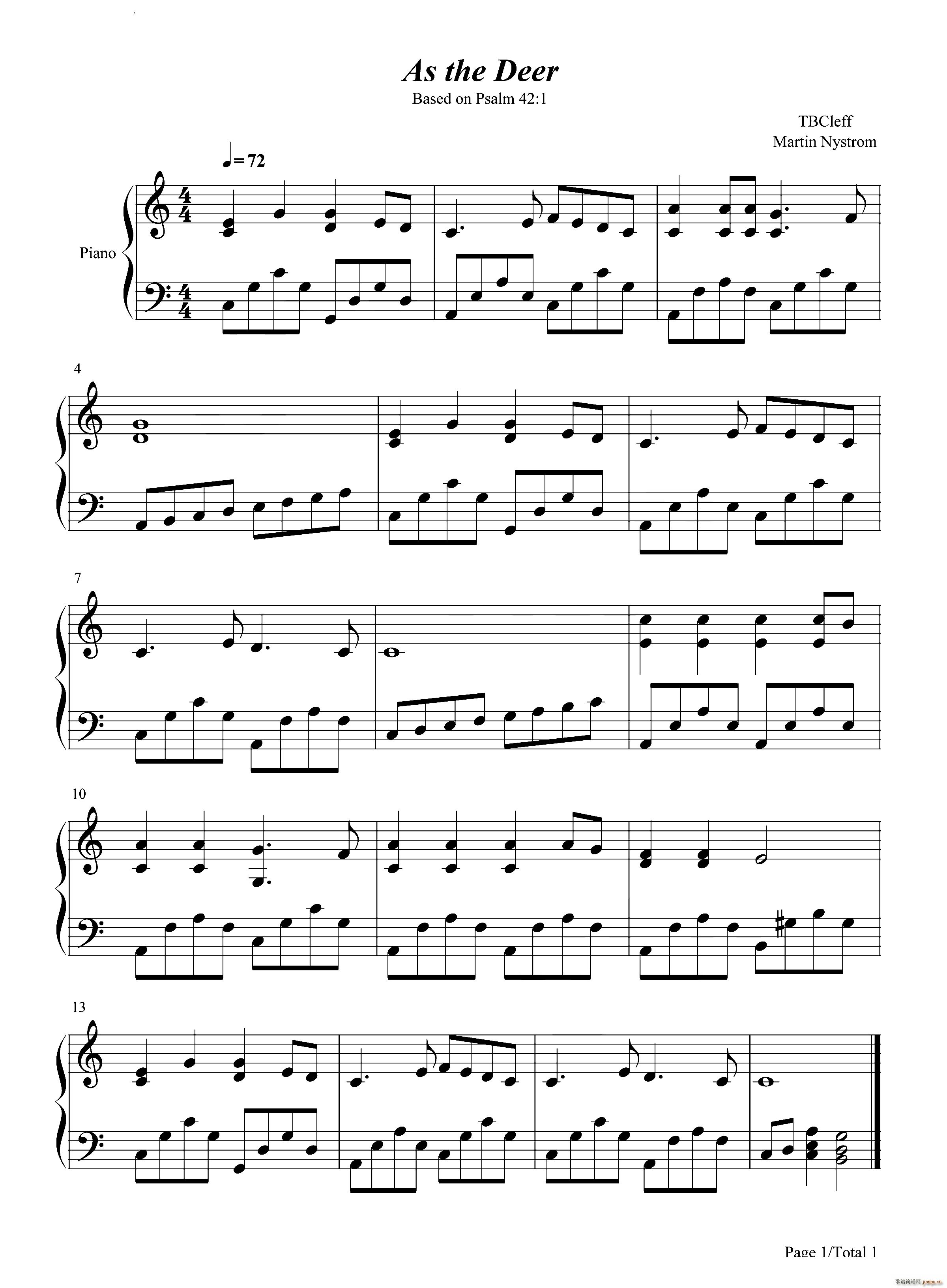 As The Deer 如鹿渴慕溪水简单版