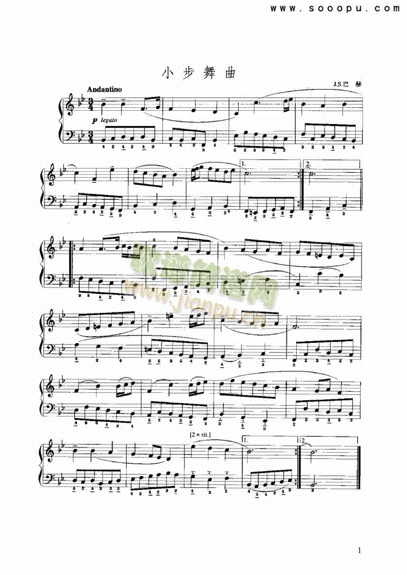 降B大调小步舞曲 键盘类 手风琴