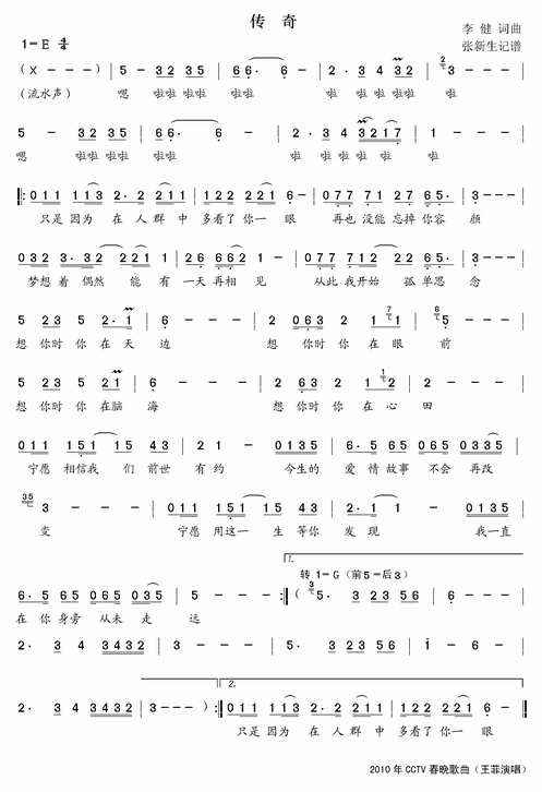 2010年CCTV春晚歌曲选：传奇