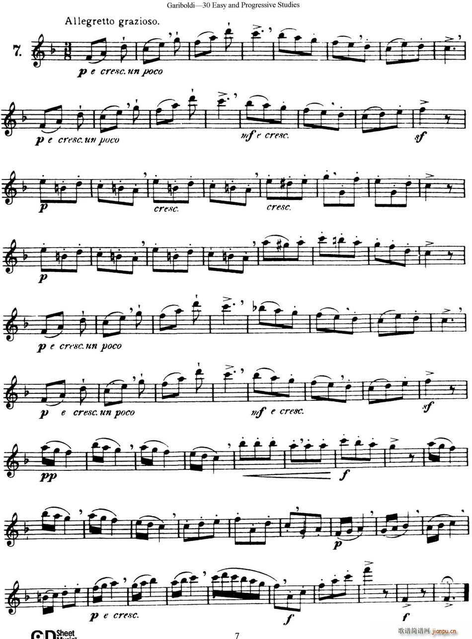 三十首基础及提高练习曲（NO 7） 长笛