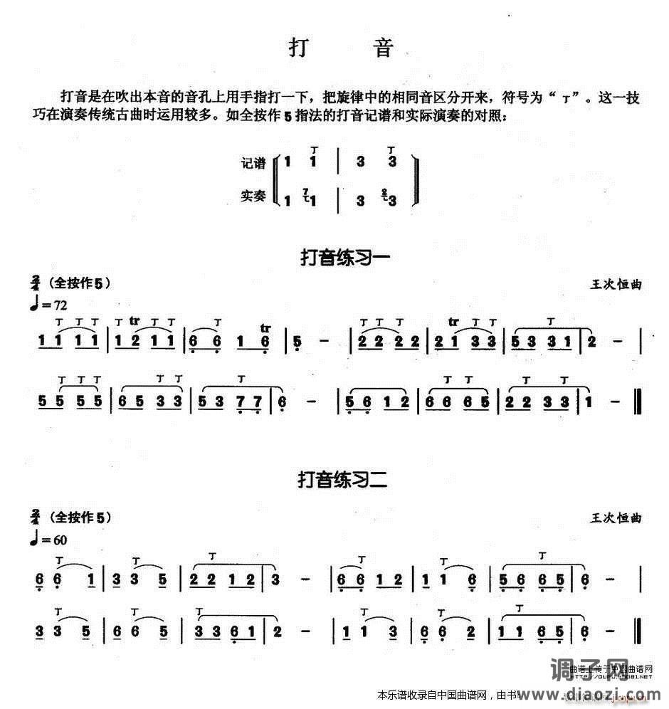 葫芦丝基本技巧练习曲——打音