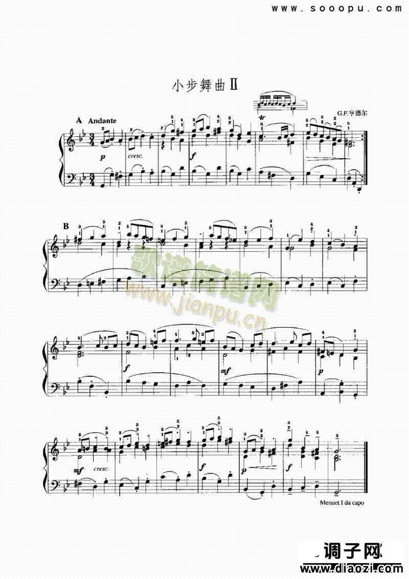 G小调小步舞曲 键盘类 手风琴